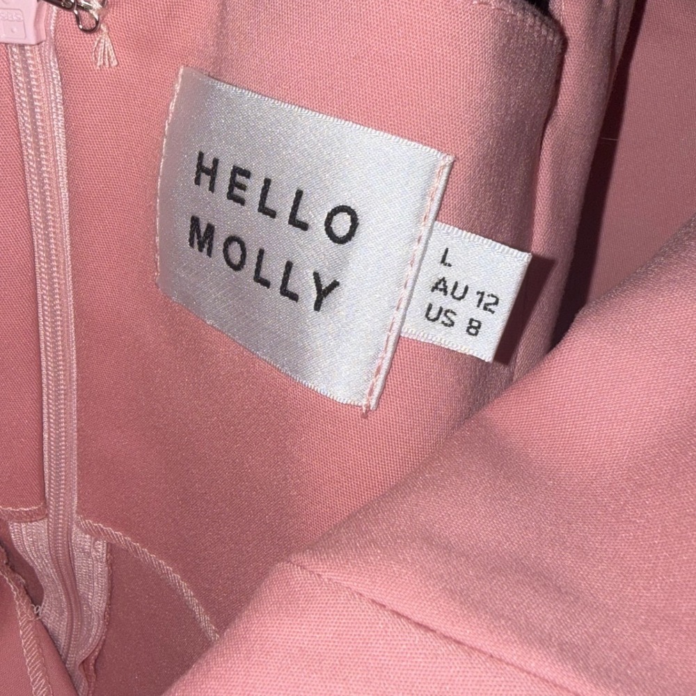 Hello Molly Pink Square Neck Midi Dress Side Slit Sheath US 8 - Picture 5 of 6